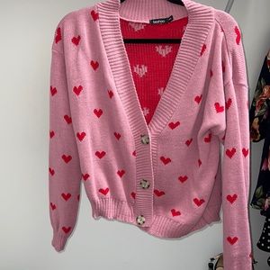 M/L heart button up sweater by BooHoo
